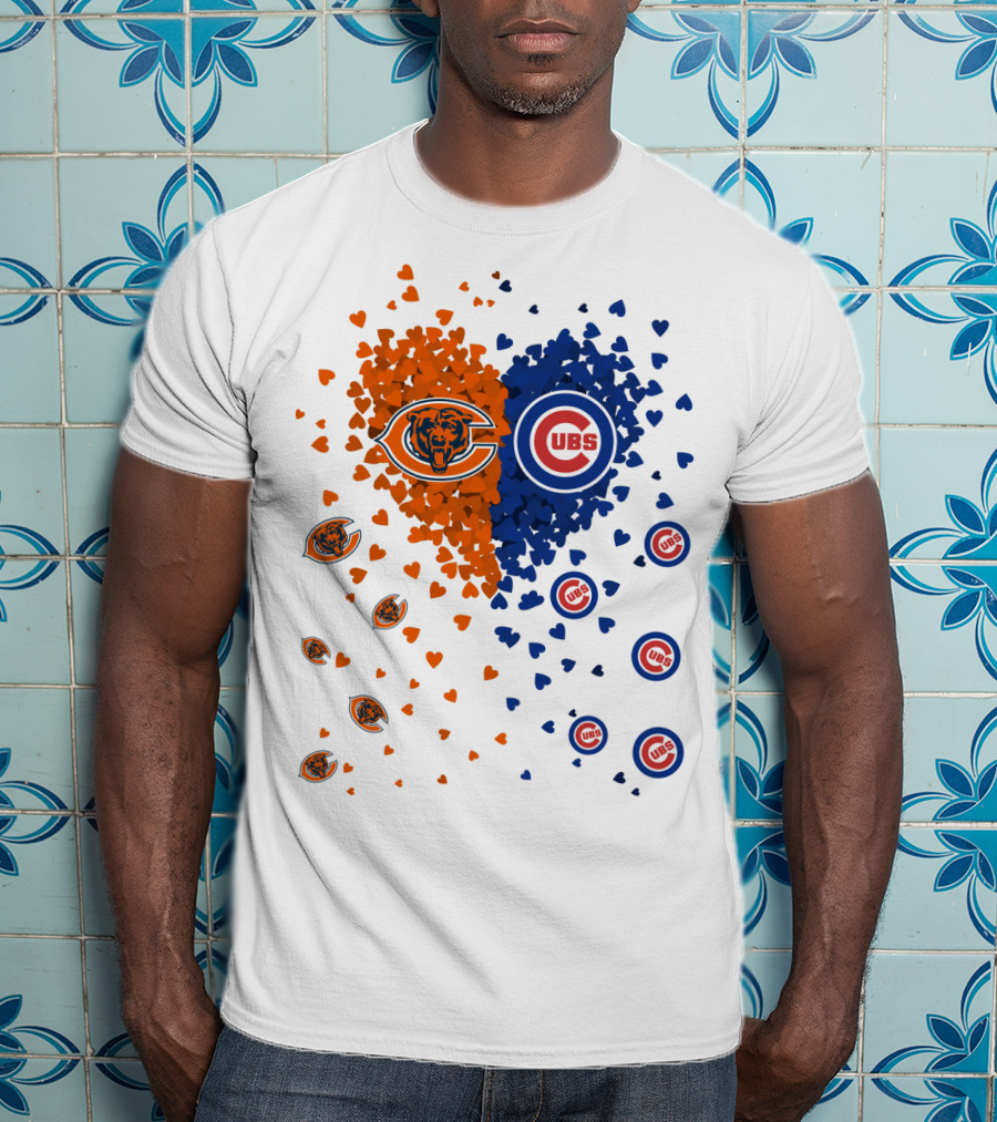 Heart Bears Cubs Chicago Bears And Chicago Cubs Logos And Heart T-Shirt