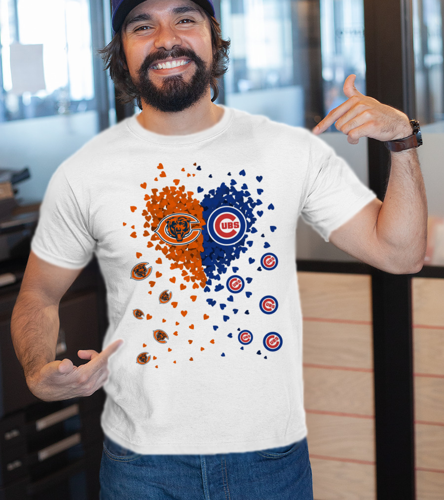 Heart Bears Cubs Chicago Bears And Chicago Cubs Logos And Heart T-Shirt