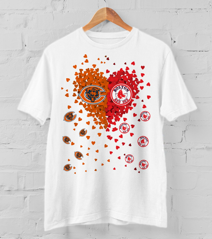Chicago Bears Boston Red Sox Heart Blend T-Shirt