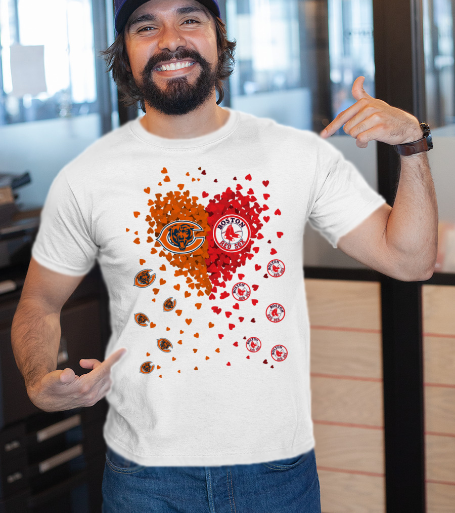 Chicago Bears Boston Red Sox Heart Blend T-Shirt