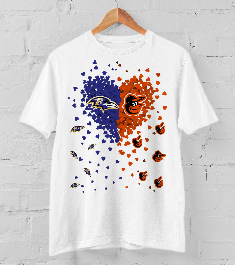 Heart Ravens Orioles Baltimore Football Baseball Mix T-Shirt