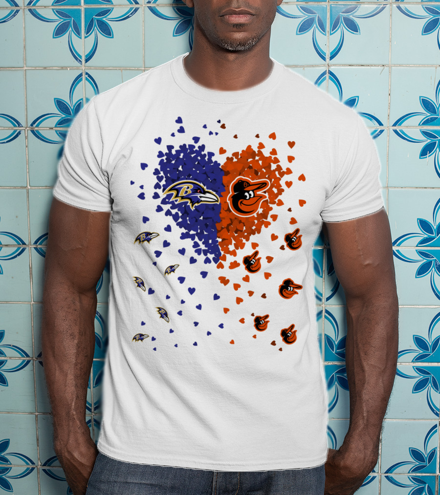 Heart Ravens Orioles Baltimore Football Baseball Mix T-Shirt