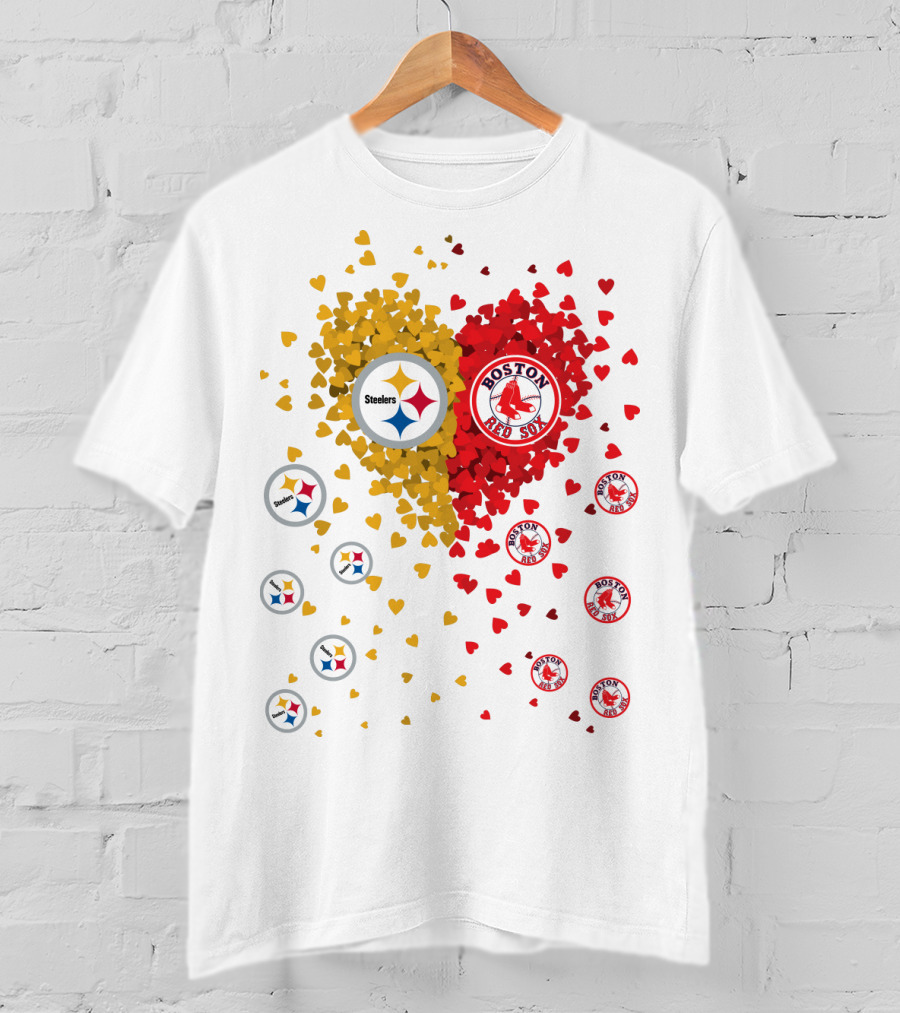 Steelers Pittsburgh Boston Red Sox Hearts T-Shirt