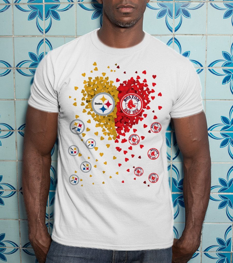 Steelers Pittsburgh Boston Red Sox Hearts T-Shirt