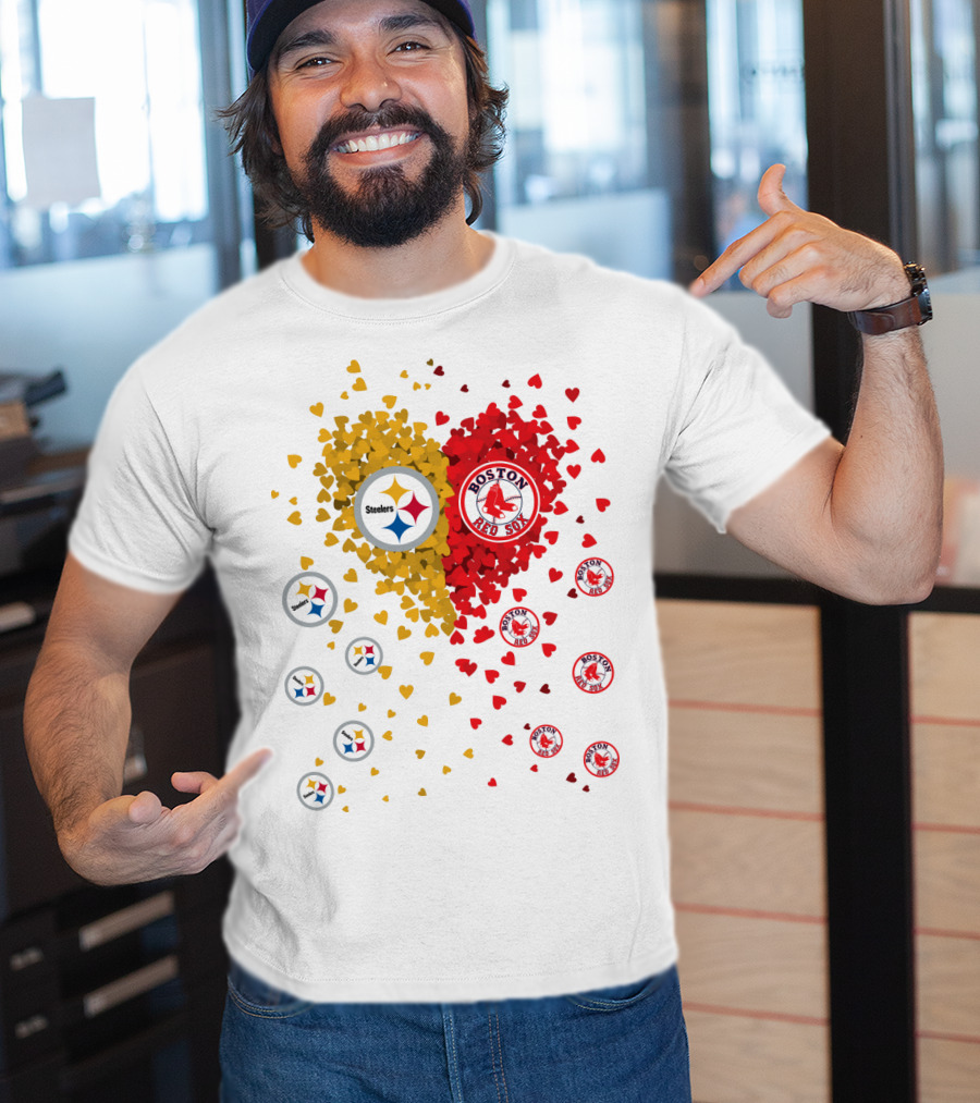 Steelers Pittsburgh Boston Red Sox Hearts T-Shirt
