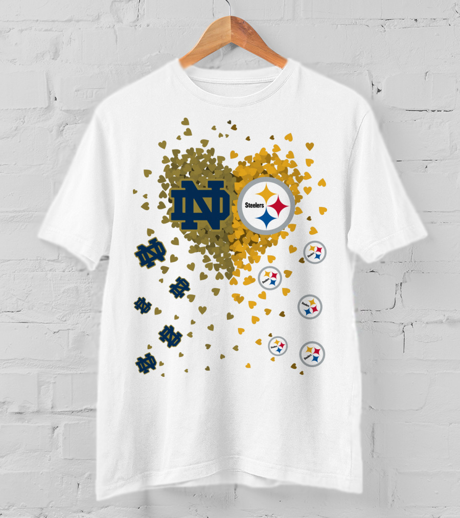Notre Dame Steelers Heart Logo Explosion T-Shirt