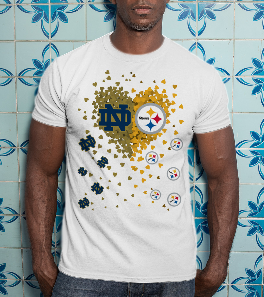 Notre Dame Steelers Heart Logo Explosion T-Shirt