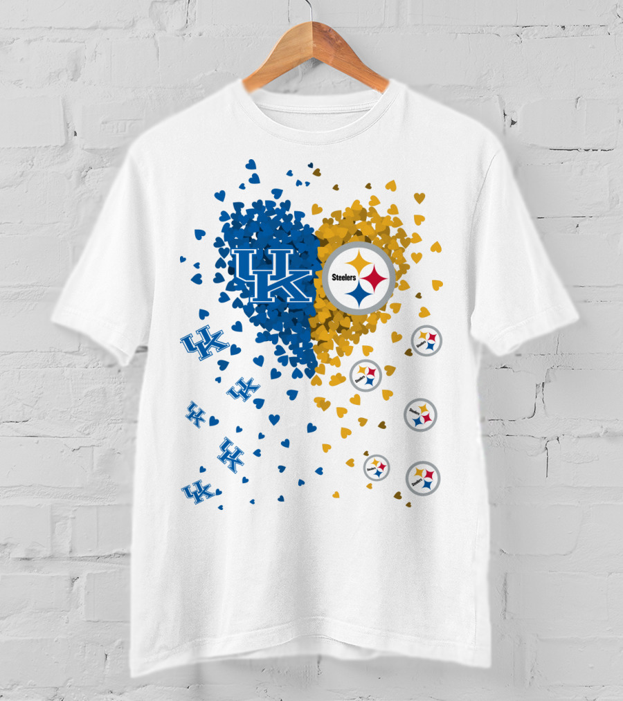 UK Wildcats Heart Steelers Logo Collaboration T-Shirt