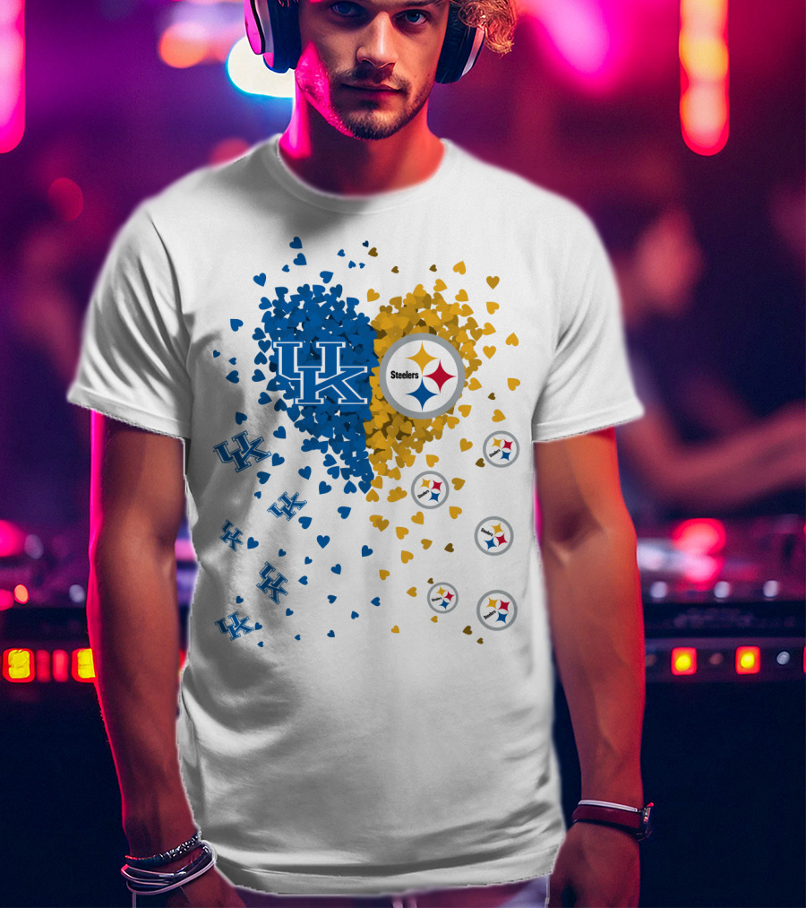 UK Wildcats Heart Steelers Logo Collaboration T-Shirt