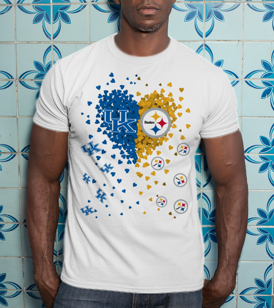 UK Wildcats Heart Steelers Logo Collaboration T-Shirt