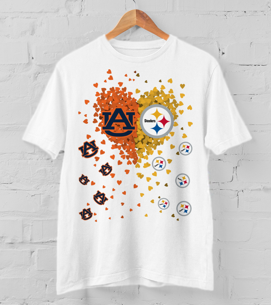 Auburn Tigers And Pittsburgh Steelers Heart Fusion T-Shirt