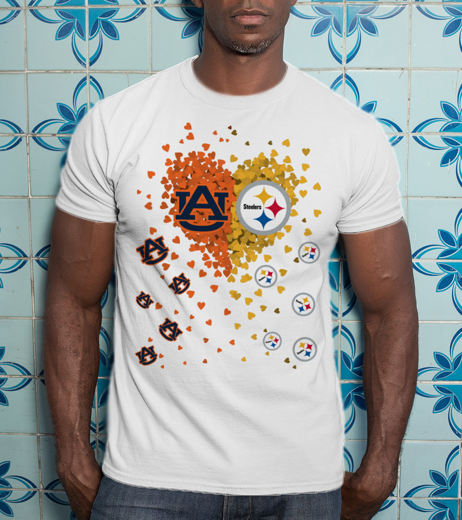 Auburn Tigers And Pittsburgh Steelers Heart Fusion T-Shirt