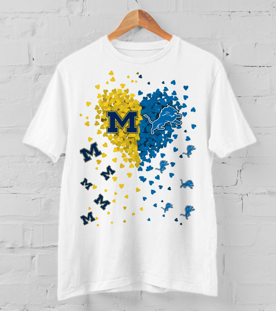 Michigan Wolverines Detroit Lions Heartburst T-Shirt