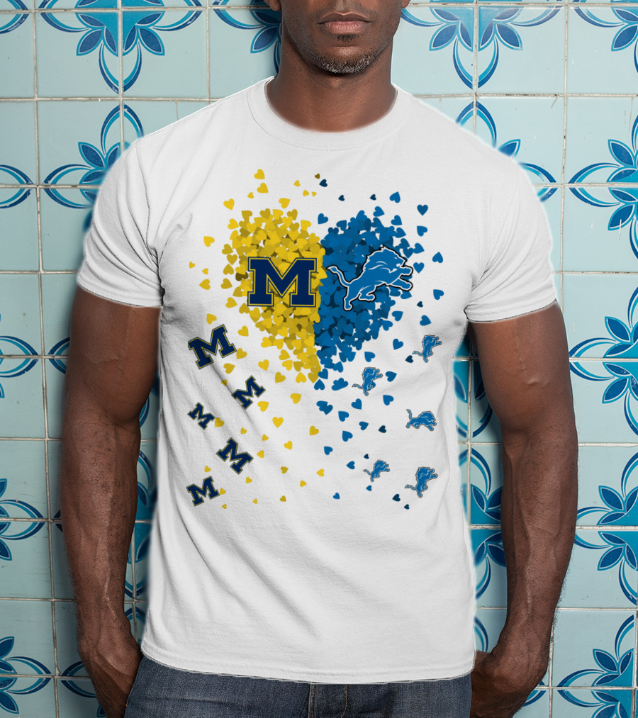 Michigan Wolverines Detroit Lions Heartburst T-Shirt