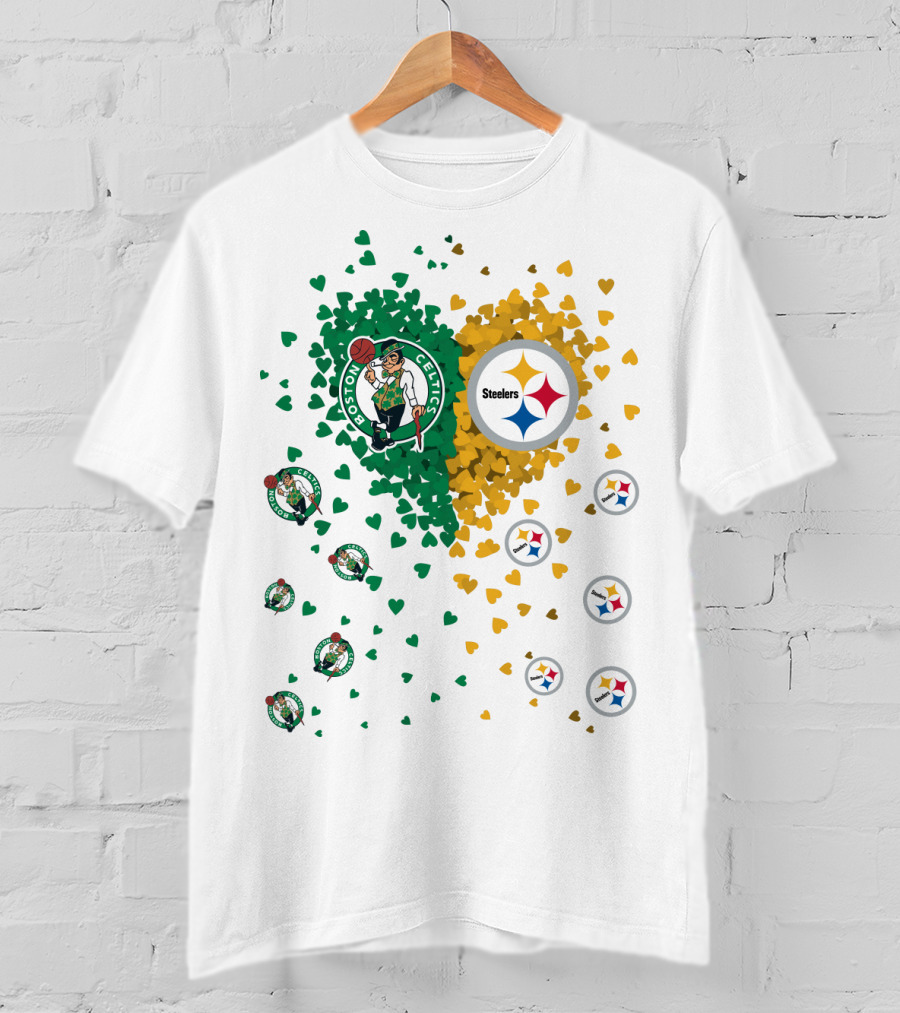 Boston Celtics Pittsburgh Steelers Heart T-Shirt