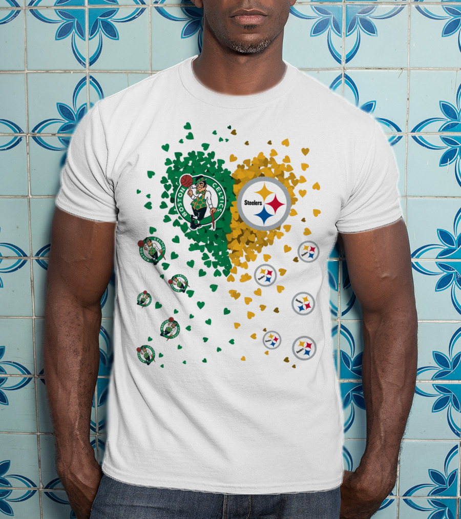 Boston Celtics Pittsburgh Steelers Heart T-Shirt