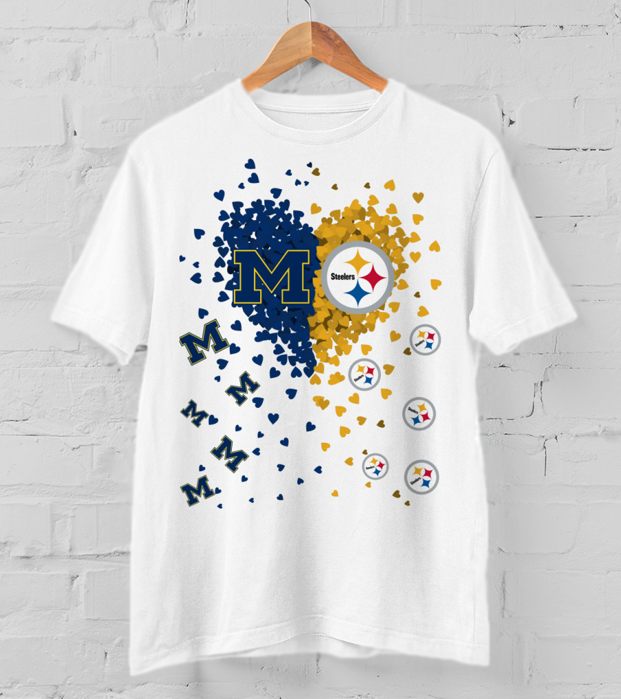 M Hearts Pittsburgh Steelers Wolverines T-Shirt
