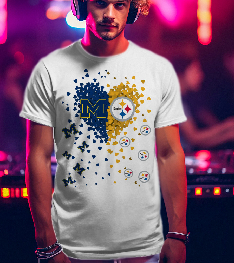 M Hearts Pittsburgh Steelers Wolverines T-Shirt