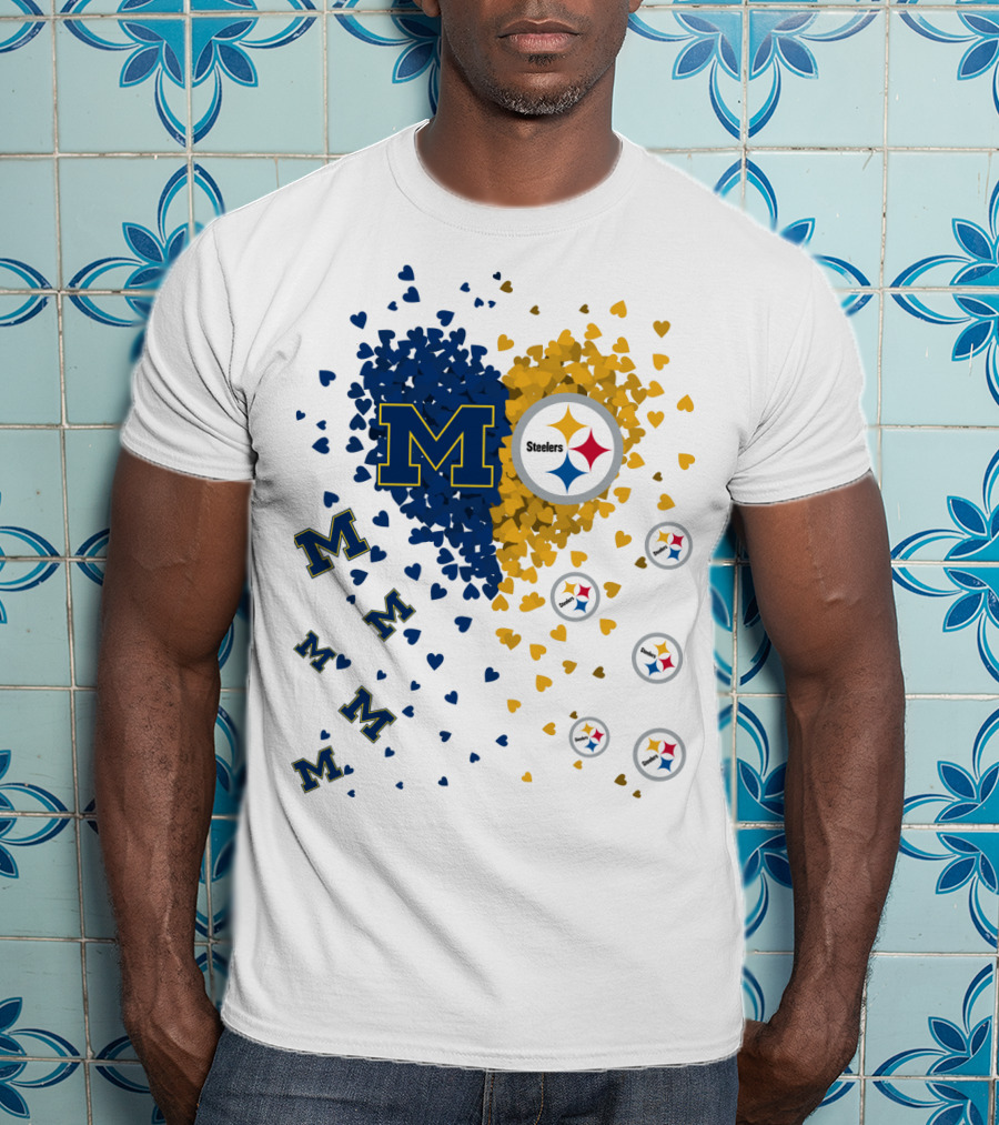 M Hearts Pittsburgh Steelers Wolverines T-Shirt