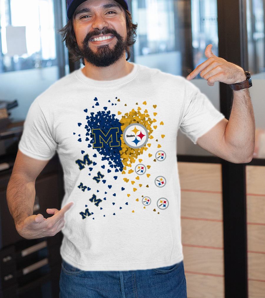 M Hearts Pittsburgh Steelers Wolverines T-Shirt
