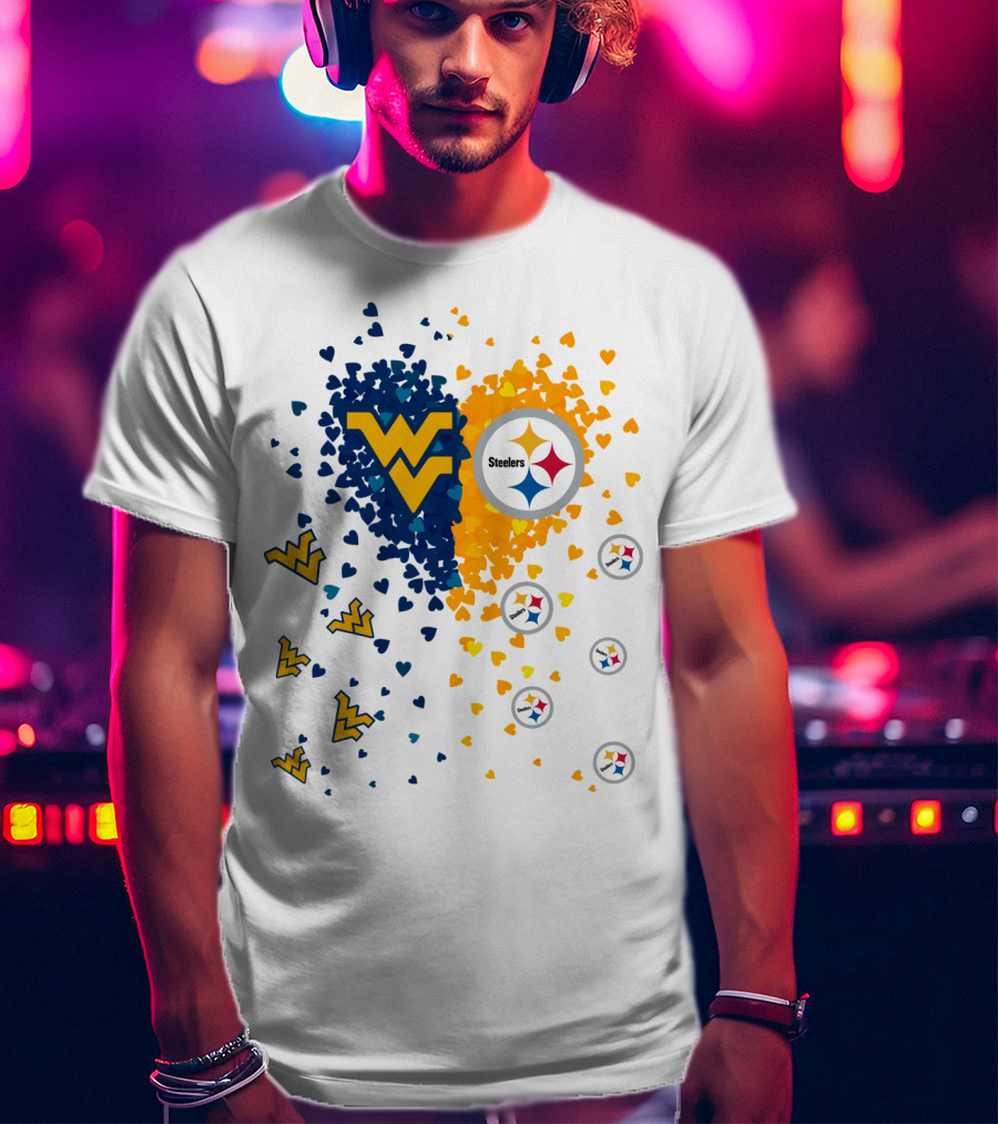 West Virginia Mountaineers And Pittsburgh Steelers Heart T-Shirt