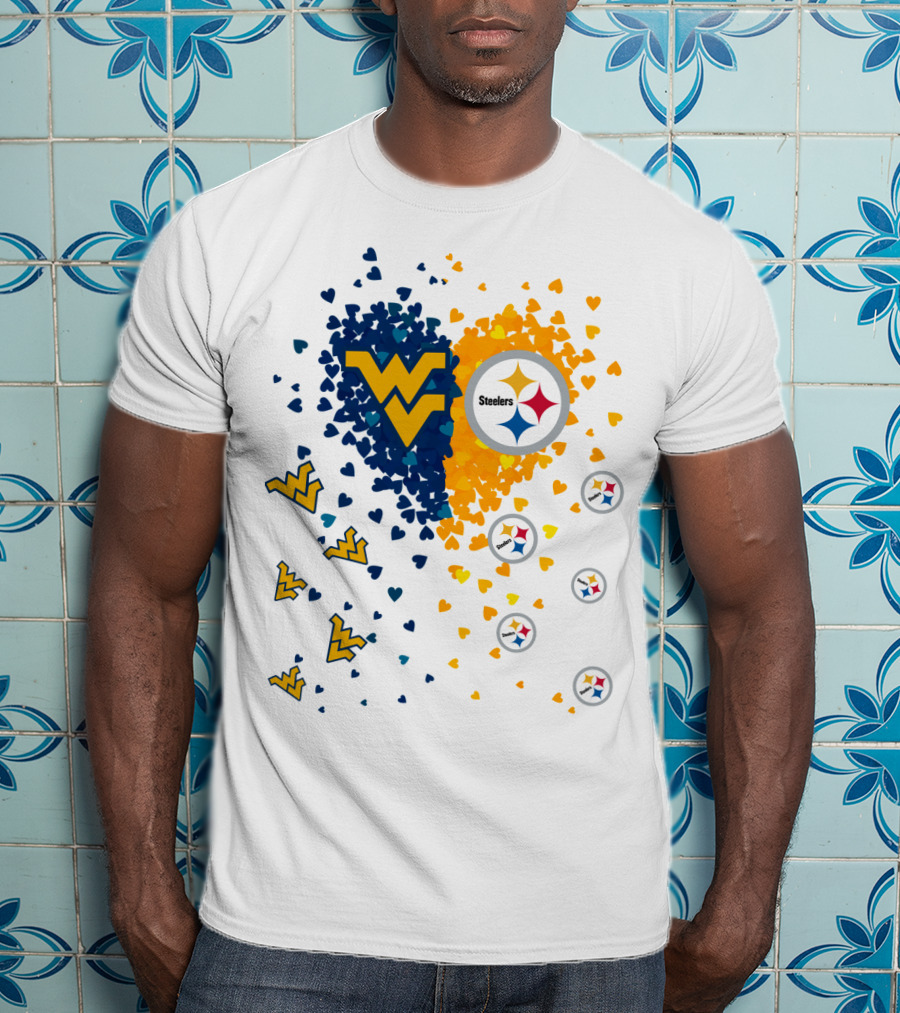 West Virginia Mountaineers And Pittsburgh Steelers Heart T-Shirt
