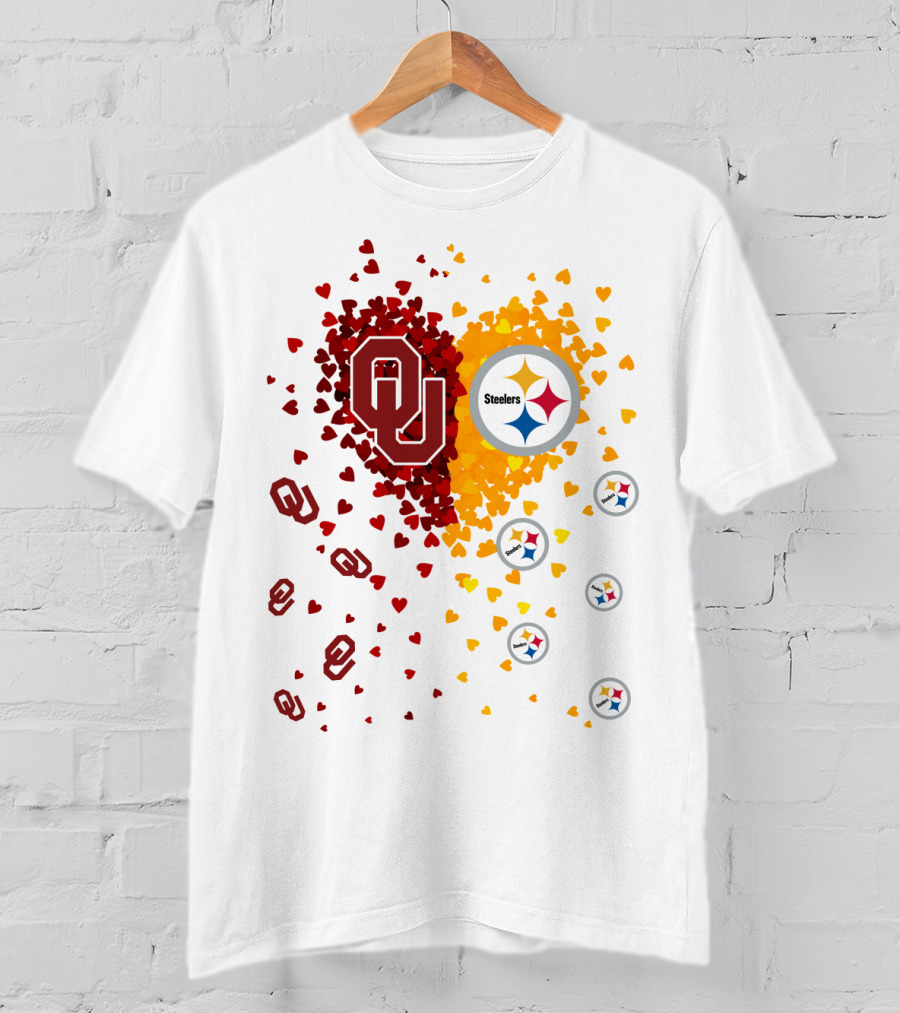 Oklahoma Sooners Steelers Heart Symbol Fusion T-Shirt