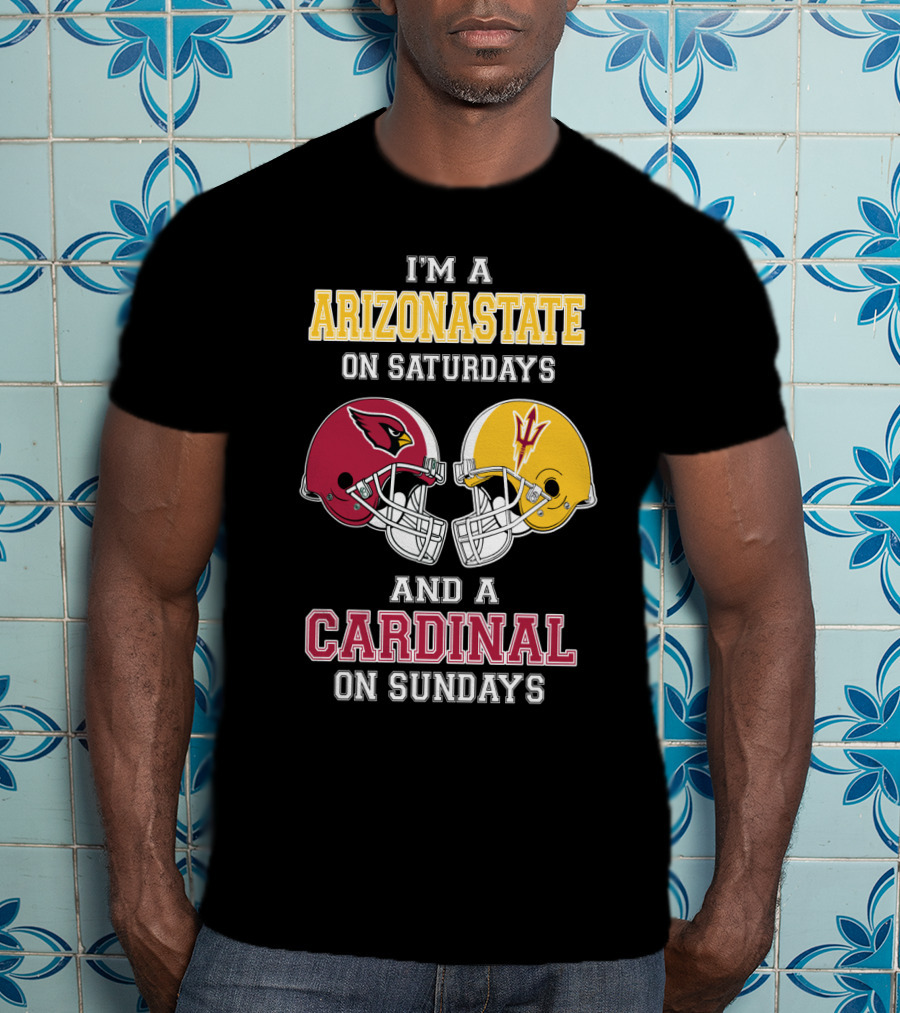 ARIZONASTATE Saturdays Cardinal Sundays Football Helmets T-Shirt