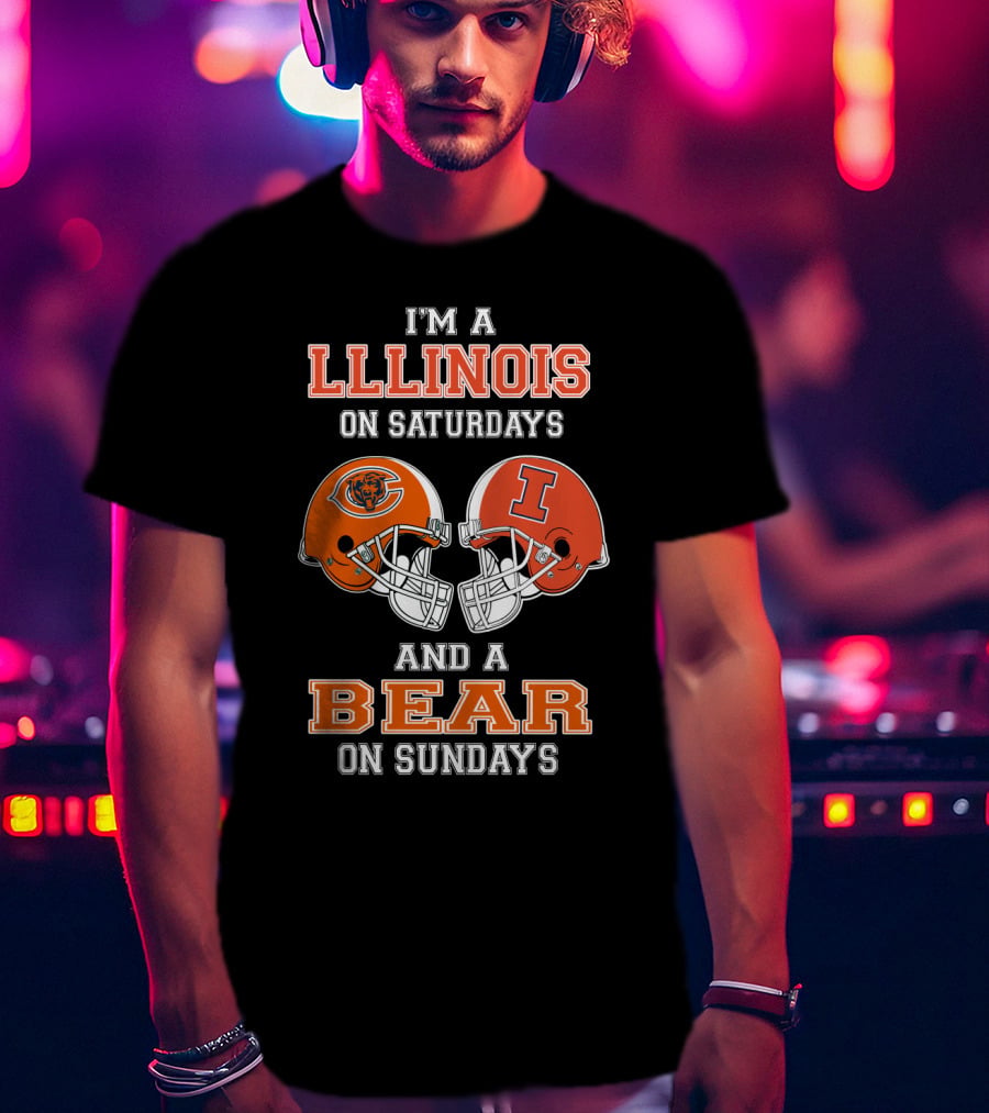 Illinois On Saturdays And Bear On Sundays Football Helmets T-Shirt