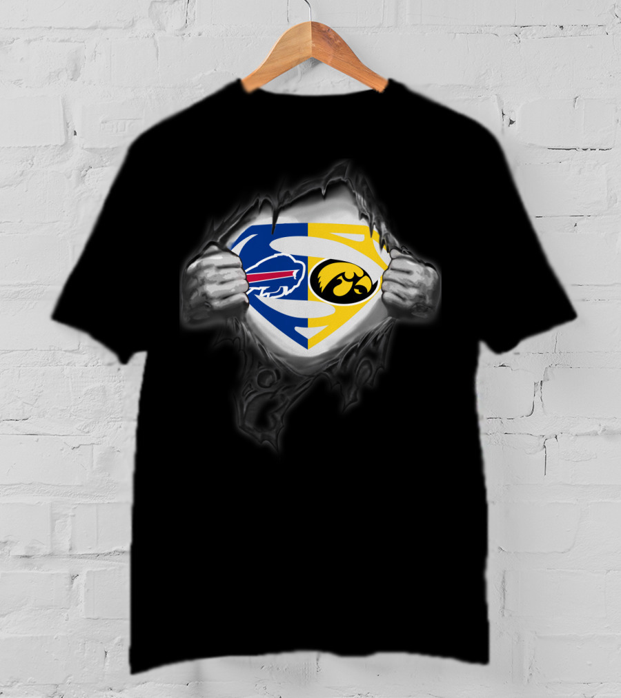 Buffalo Bills Iowa Hawkeyes Superman Logo Reveal T-Shirt