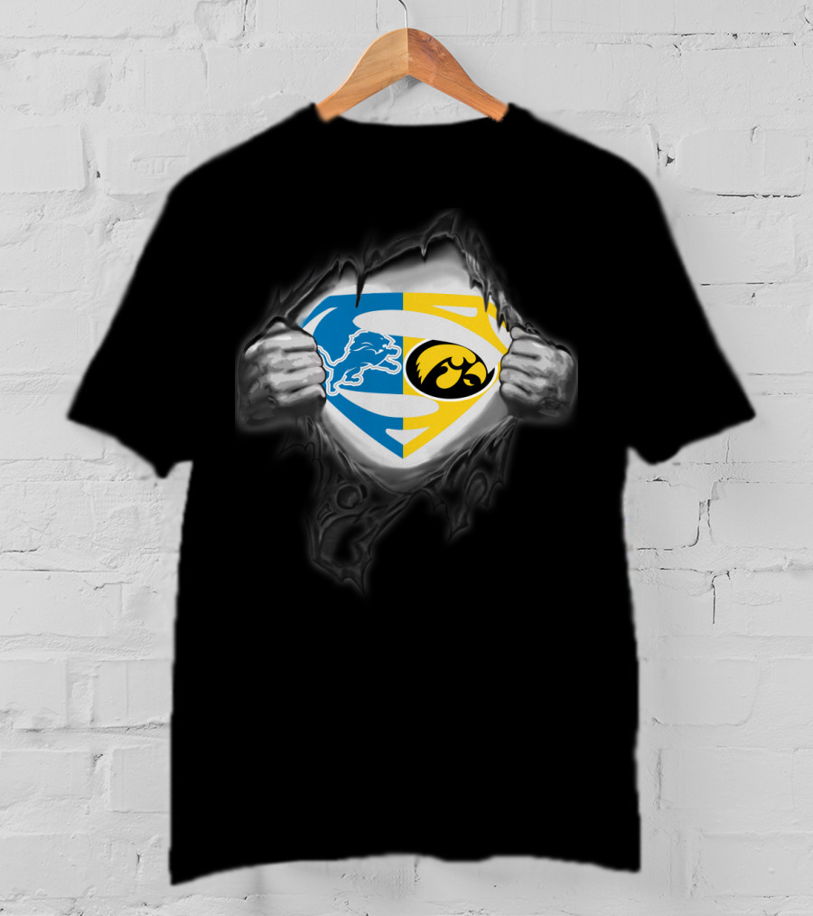 Detroit Lions Iowa Hawkeyes Superman Logo Integration T-Shirt