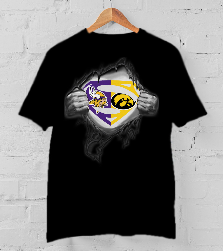 Minnesota Vikings Iowa Hawkeyes Superman Logo Fusion T-Shirt