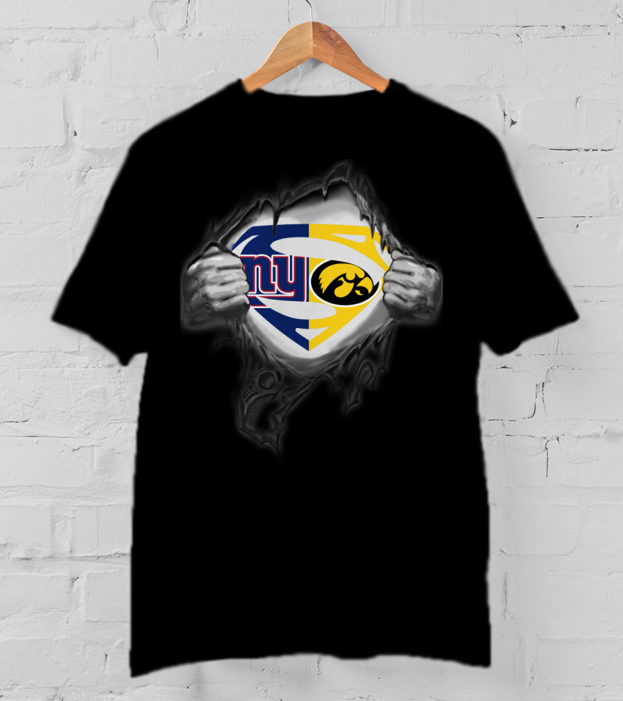 New York Giants Iowa Hawkeyes Superman Logo Tear T-Shirt