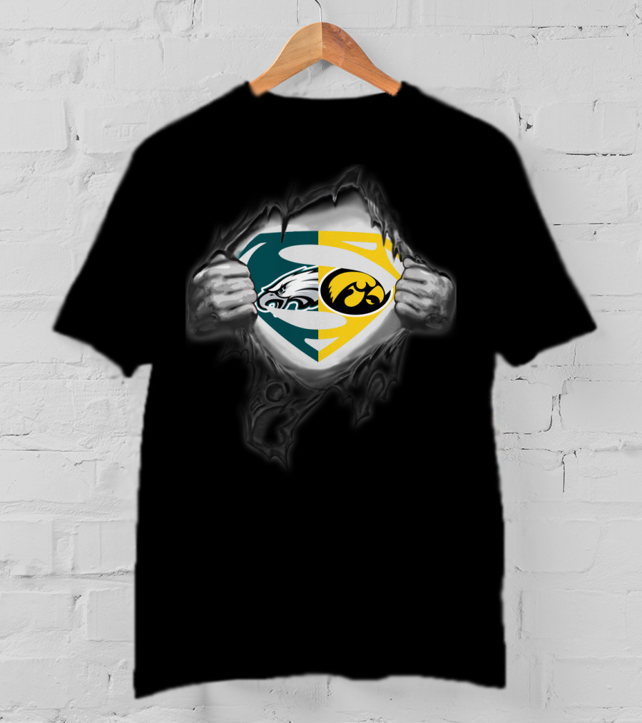 Philadelphia Eagles Iowa Hawkeyes Superman Logo Fusion T-Shirt