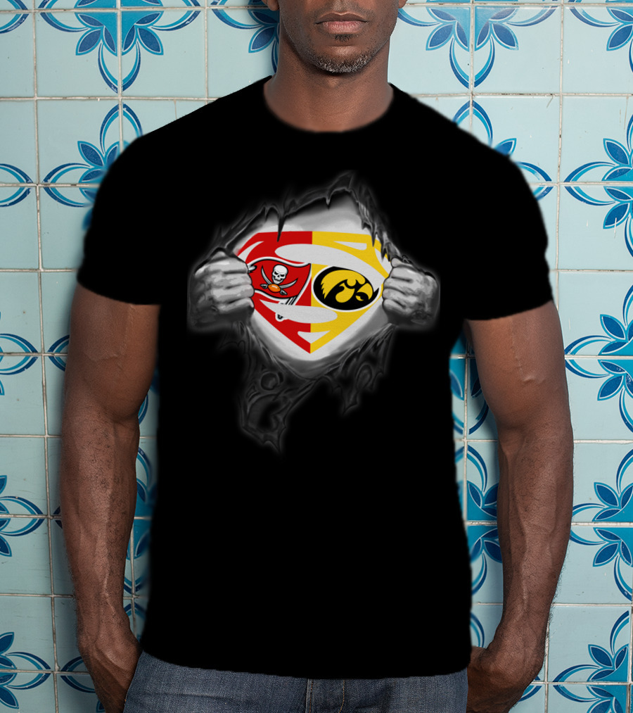 Tampa Bay Buccaneers Iowa Hawkeyes Superman Logo Combo T-Shirt