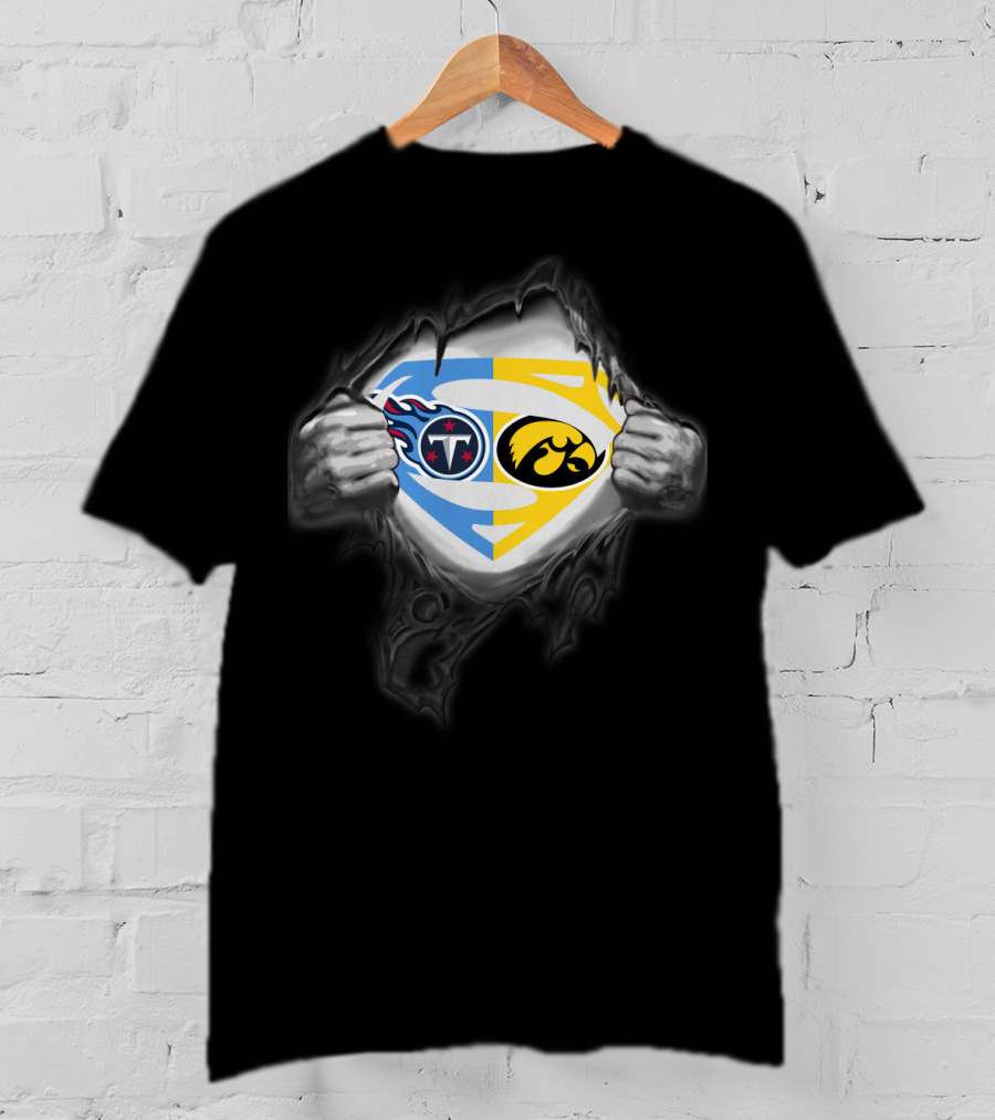 Tennessee Titans Iowa Hawkeyes Superman Logo Rip T-Shirt