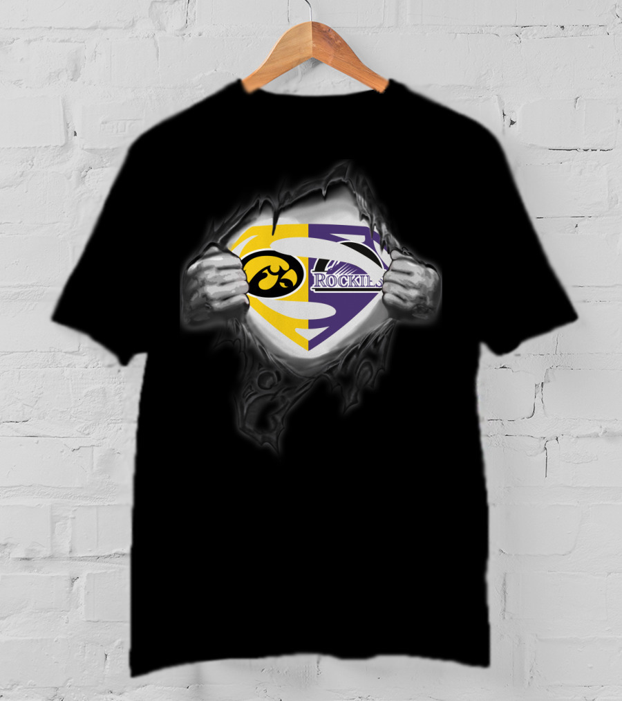 Hawkeyes Colorado Rockies Superman Logo Fusion T-Shirt
