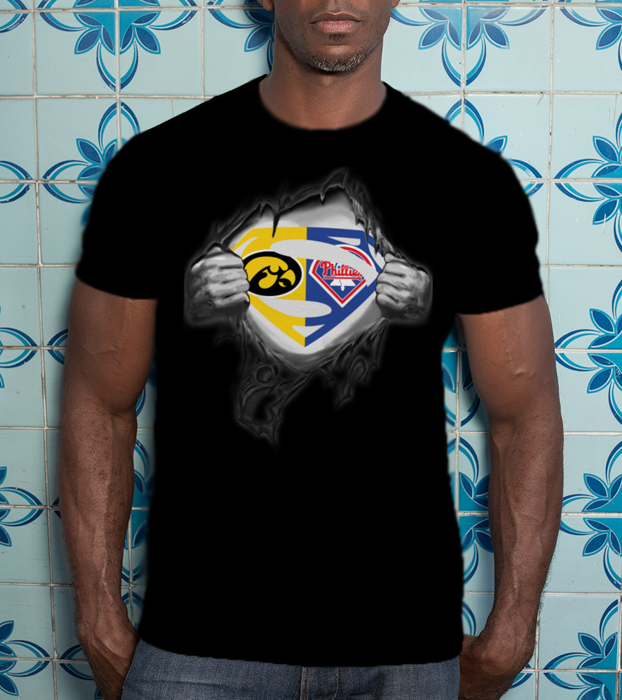 Hawkeyes Philadelphia Phillies Superman Logo Fusion T-Shirt