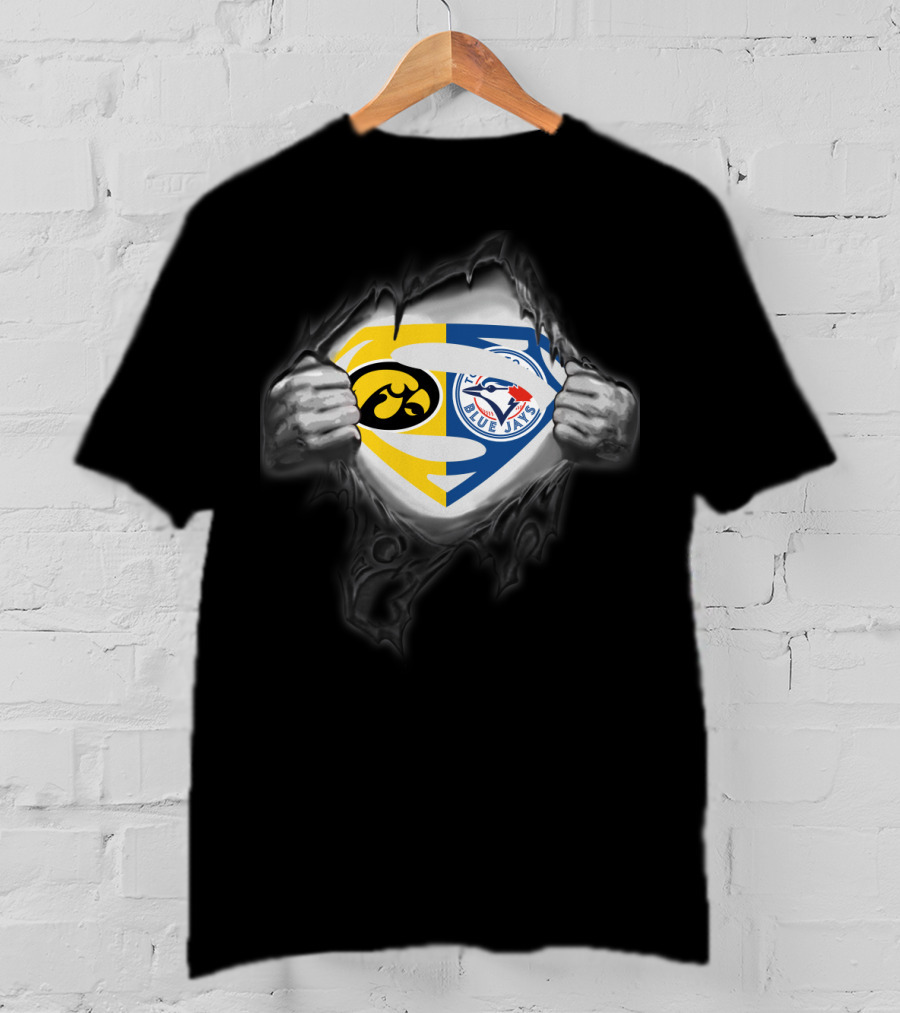 Hawkeyes Blue Jays Superman Logo Crossover T-Shirt
