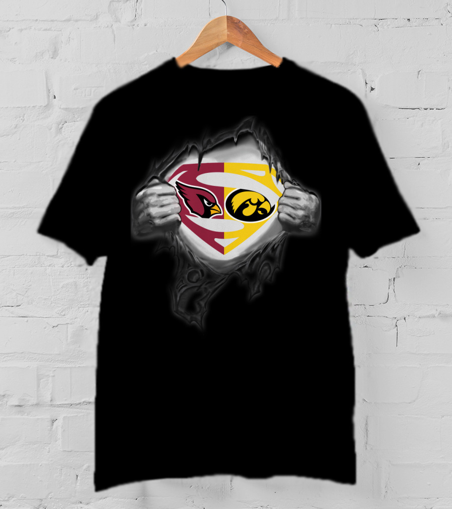 Arizona Cardinals Iowa Hawkeyes Superman Logo Combination T-Shirt