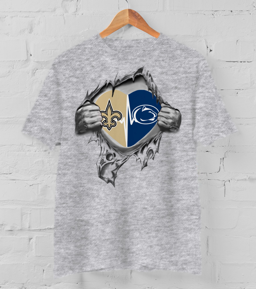 New Orleans Saints Penn State Heart Tear Dual T-Shirt