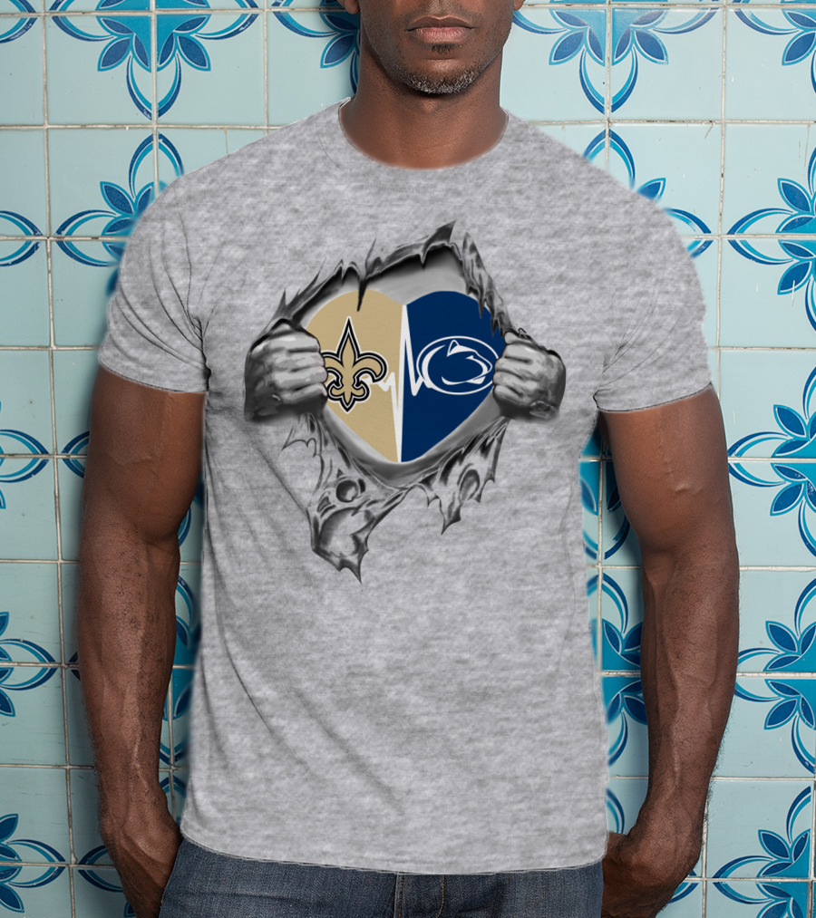 New Orleans Saints Penn State Heart Tear Dual T-Shirt