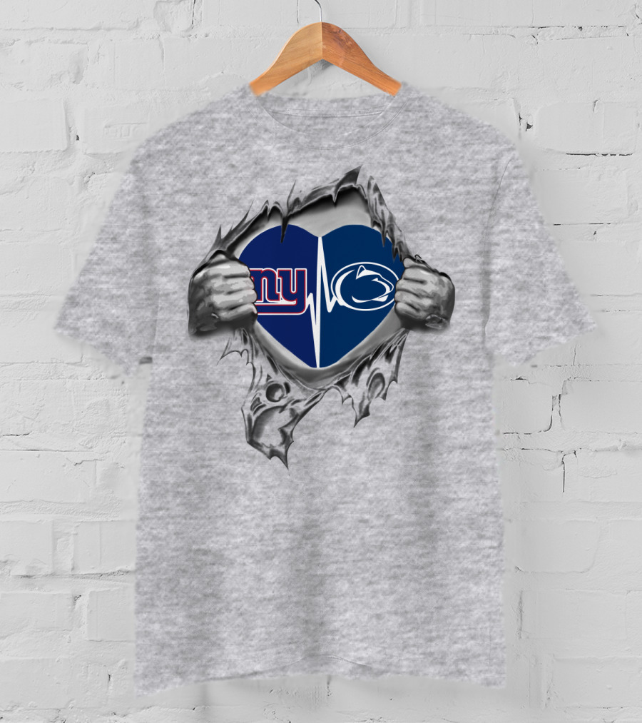 New York Giants Penn State Heartbeat Fusion T-Shirt