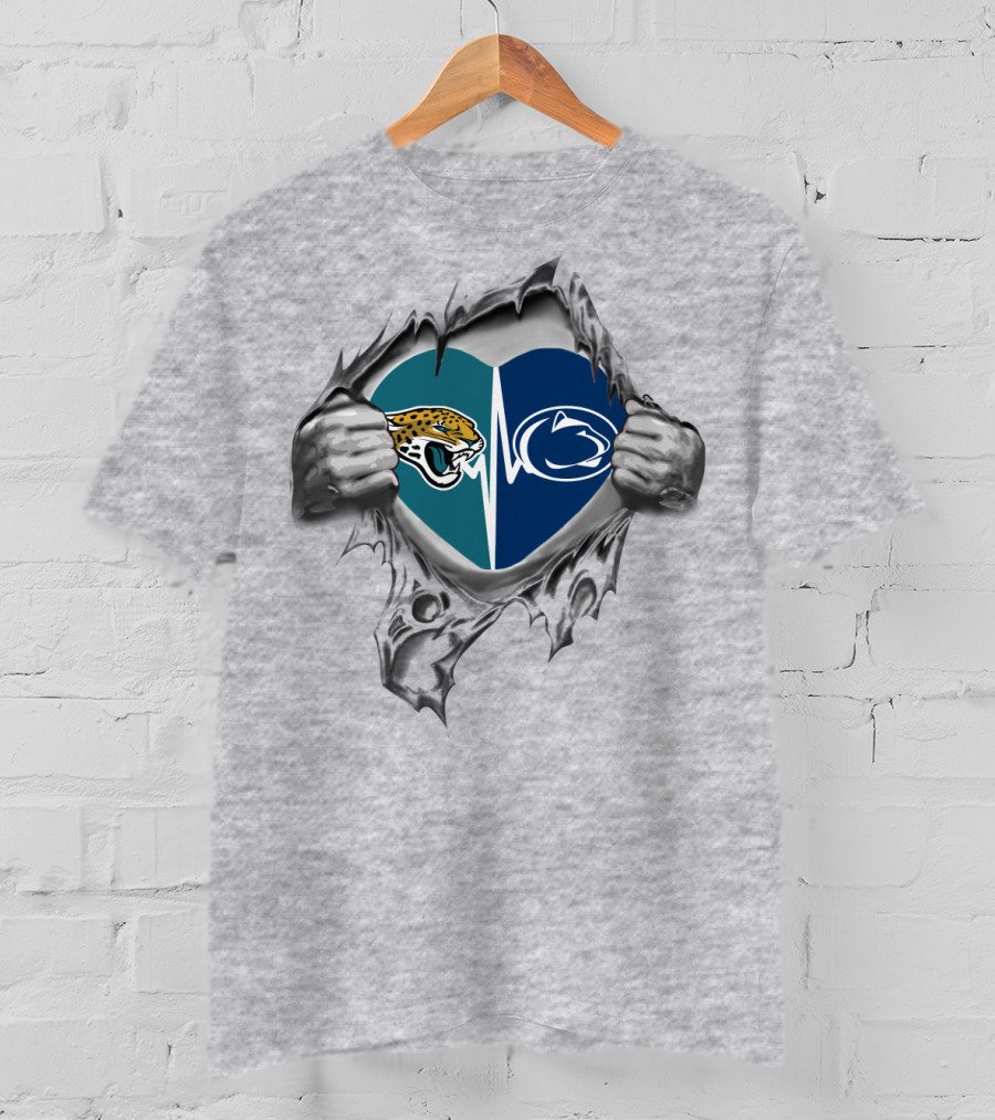 Jacksonville Jaguars Penn State Heart Logo Fusion T-Shirt