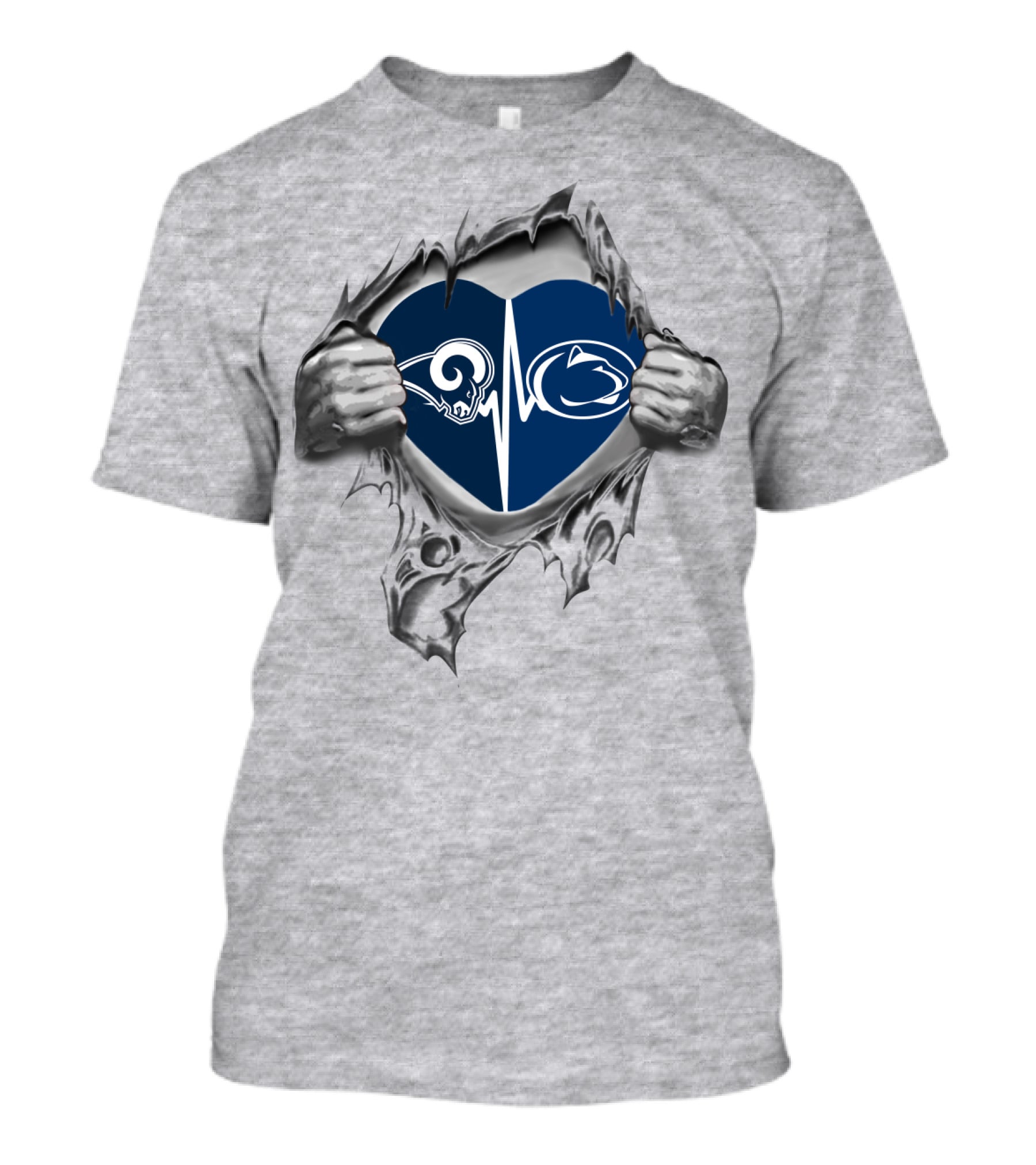 Los Angeles Rams Penn State Heartbeat Logo Fusion T-Shirt