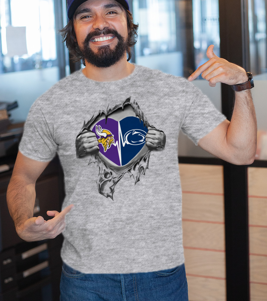 Minnesota Vikings Penn State Heartbeat Rip T-Shirt