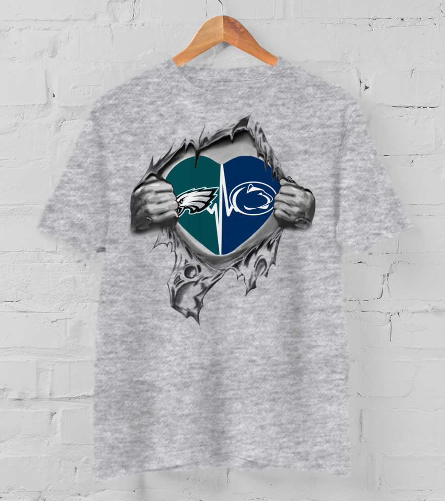 Philadelphia Eagles Penn State Heartbeat Logo Fusion T-Shirt