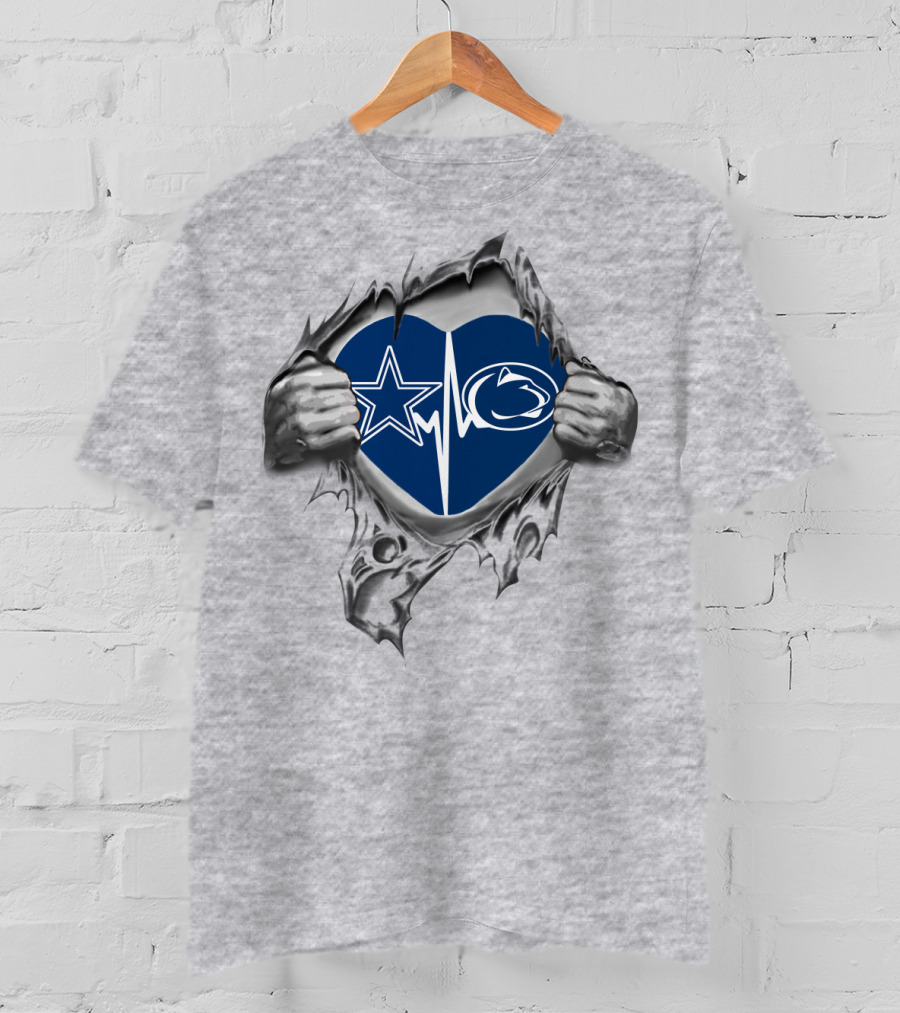 Dallas Cowboys Penn State Heartbeat Logo Выставочное Фото T-Shirt