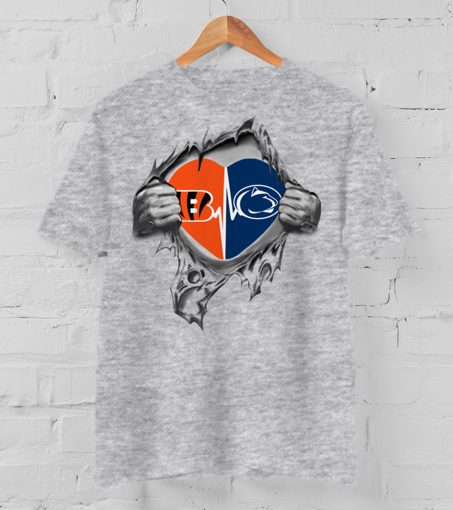 Cincinnati Bengals Penn State Heartbeat Fusion T-Shirt