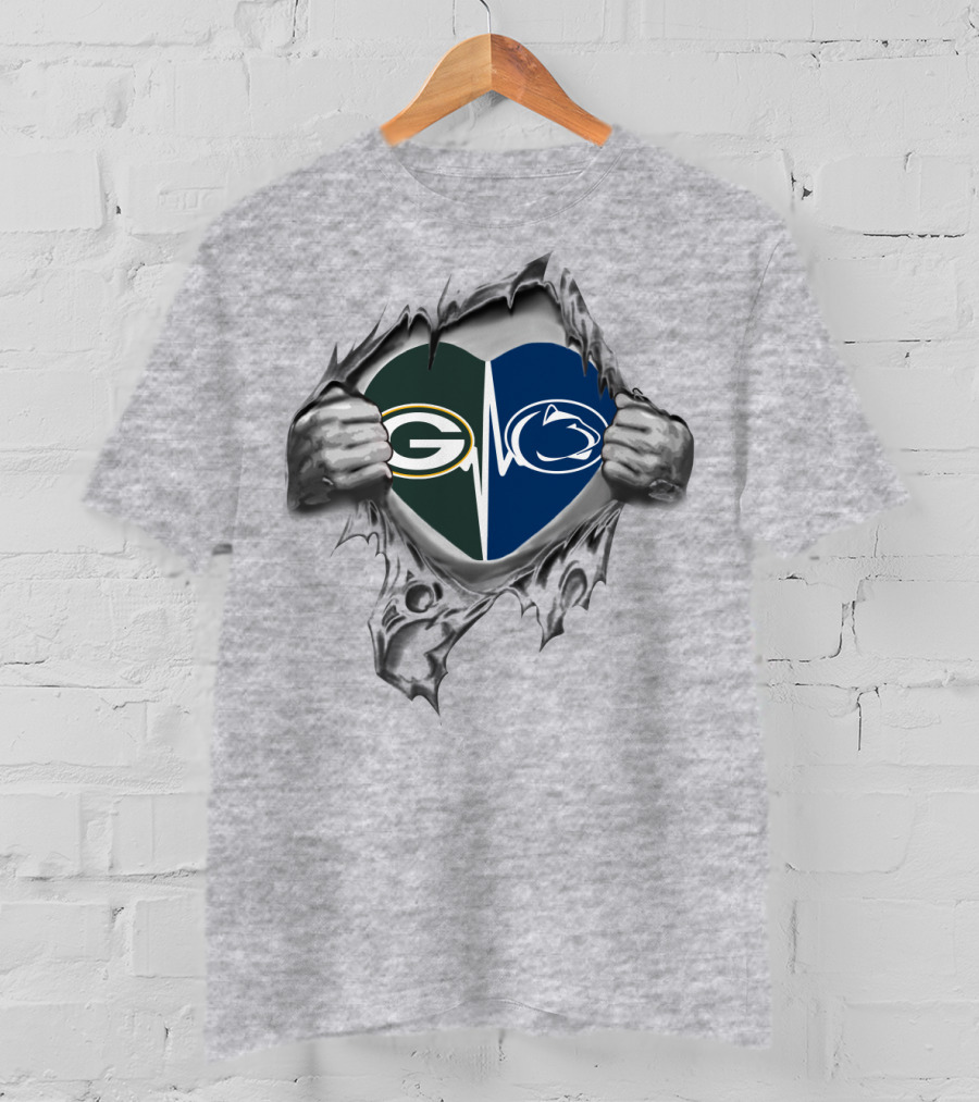 Green Bay Packers Penn State Heart Tear T-Shirt